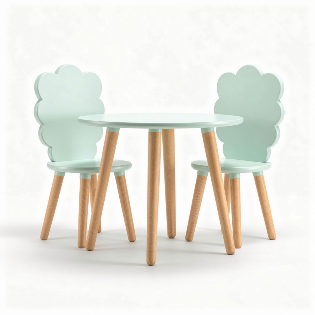 Tafelset met bloemvormige stoelen voor kinderen - hout en MDF - 50 x 50 x 50cm