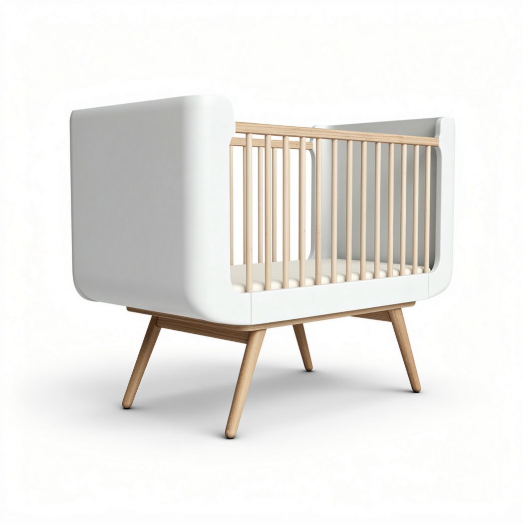 Wieg van hout en kunststof voor de babykamer - 125 x 65 x 90cm